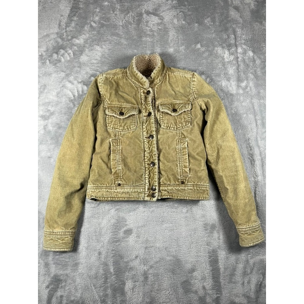 VTG 90s Billabong Brown Corduroy Button Up Jacket Women's Size Small Fleece